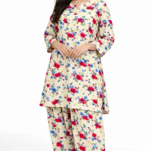 Linen 2 Piece Casual Shirt and Shalwar Set for Women Super Soft Fabric Elastic Waist Sizes S M L