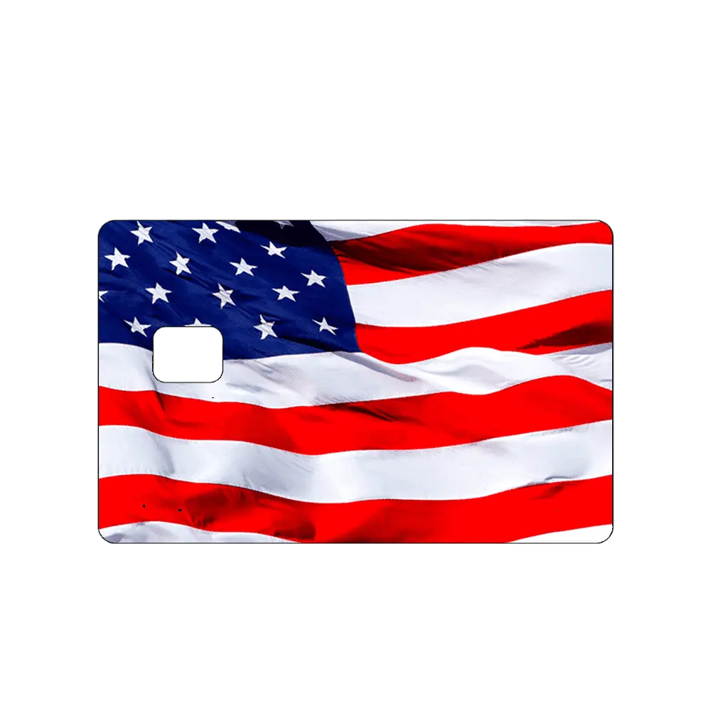 Custom Adhesive Stickers USA Flag Credit Card Sticker - High Quality, Waterproof, Stain Resistant, Debit Card, Easily Removable