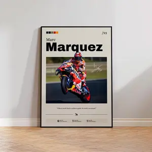 Motogp Legend Marc Marquez Racing Poster - Vintage Wall Art For Sports Fans And Biker Room Decor