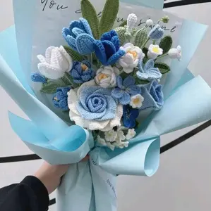 crochet flower bouquet blue crochet flower bouquet blue