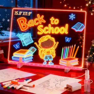 ISUNMEA LED Drawing Board for Kids- Erasable Acrylic Electronic White Boards,15.8''X11.9 Drawing Tablet,6 Modes & Multi-Coloured Light Up Drawing Board,Kids Toy with 13 E Birthday Holiday Day Gifts for Girls & Boys