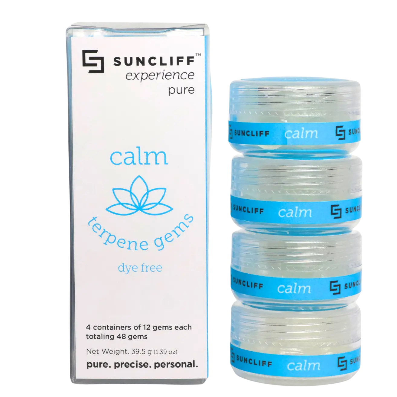 Suncliff Dye Free Calm Terpene Gems 48-Count | Natural Mood Gems| Hard Candy