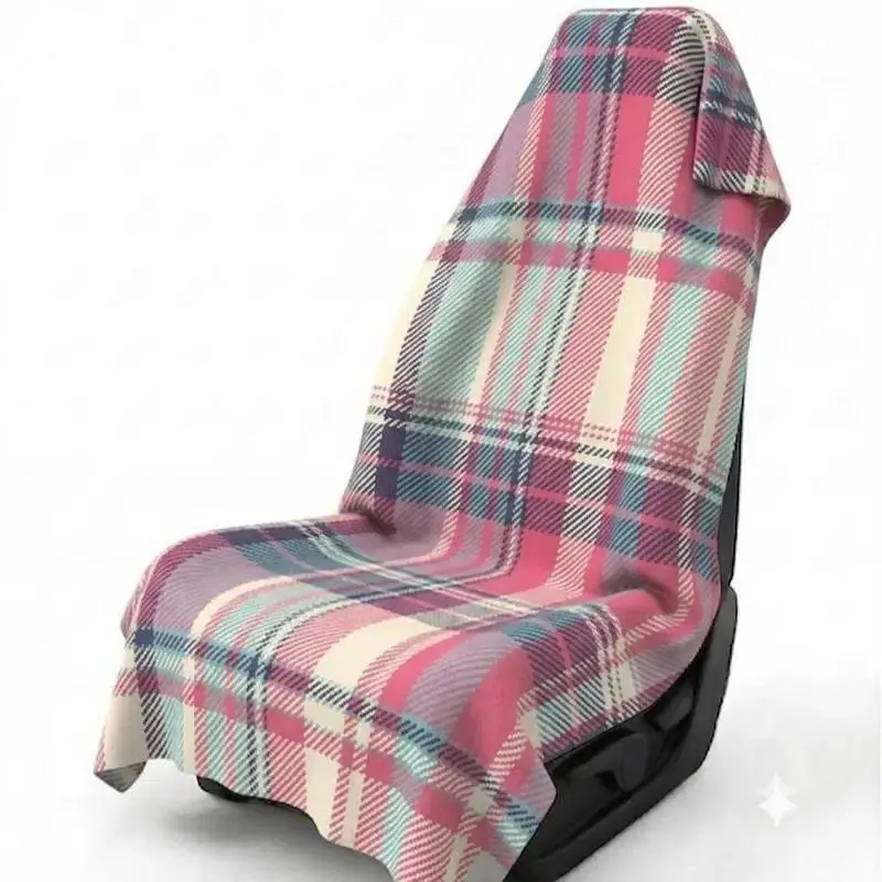 Premium Universal Plaid Car Seat Cover – Soft Breathable Front Seat Protector for Cars, SUVs & Trucks, Durable Washable Interior Accessory