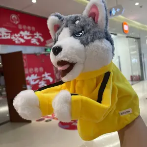Plush Boxing Husky Gloves Dog Sound Battle Puppet Finger Interactive Toy Prank Holiday Gift, Fun and Playful Accessory for Kids