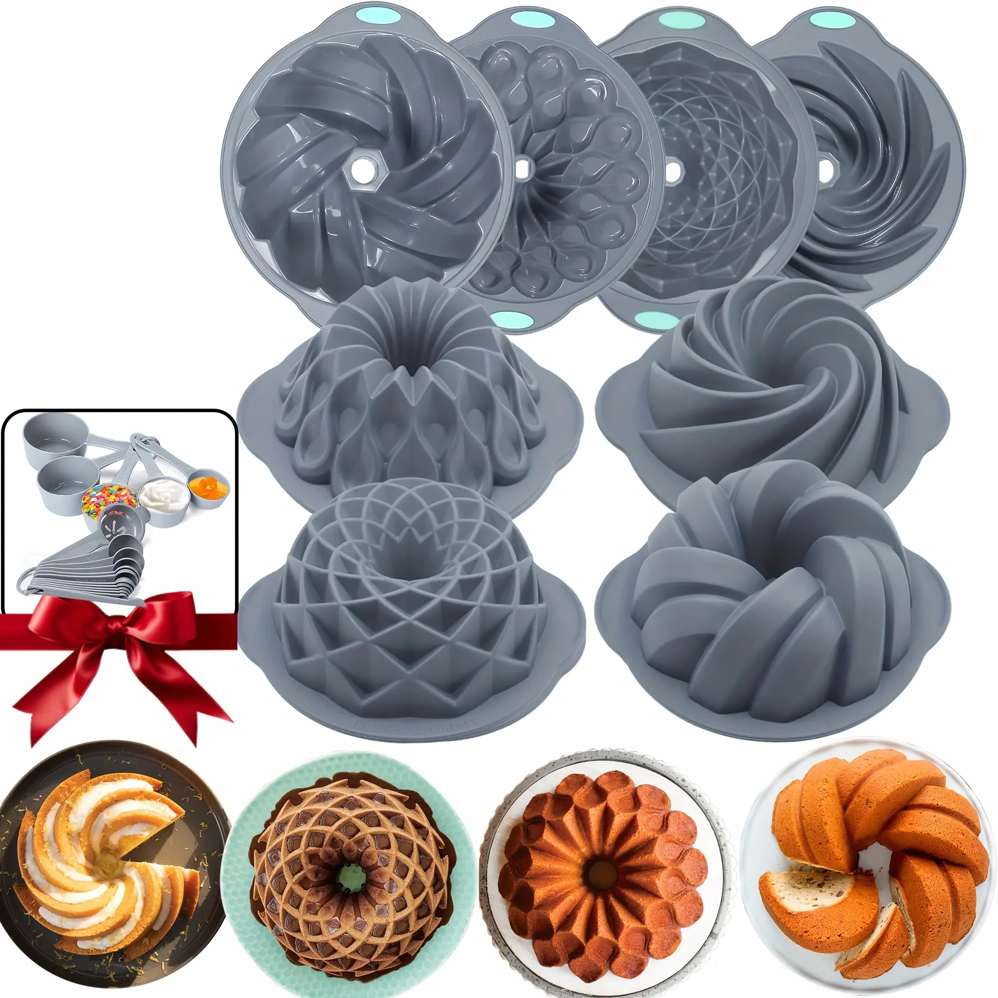 17 Pack Premium Silicone Cake Pans - Non-Stick, Fluted, And Versatile Molds for Baking Cakes, Brownies, Flan, Meatloaf, And More - Crown, Nest, Spiral, And Braided Shapes for Easy Release And Perfect Results