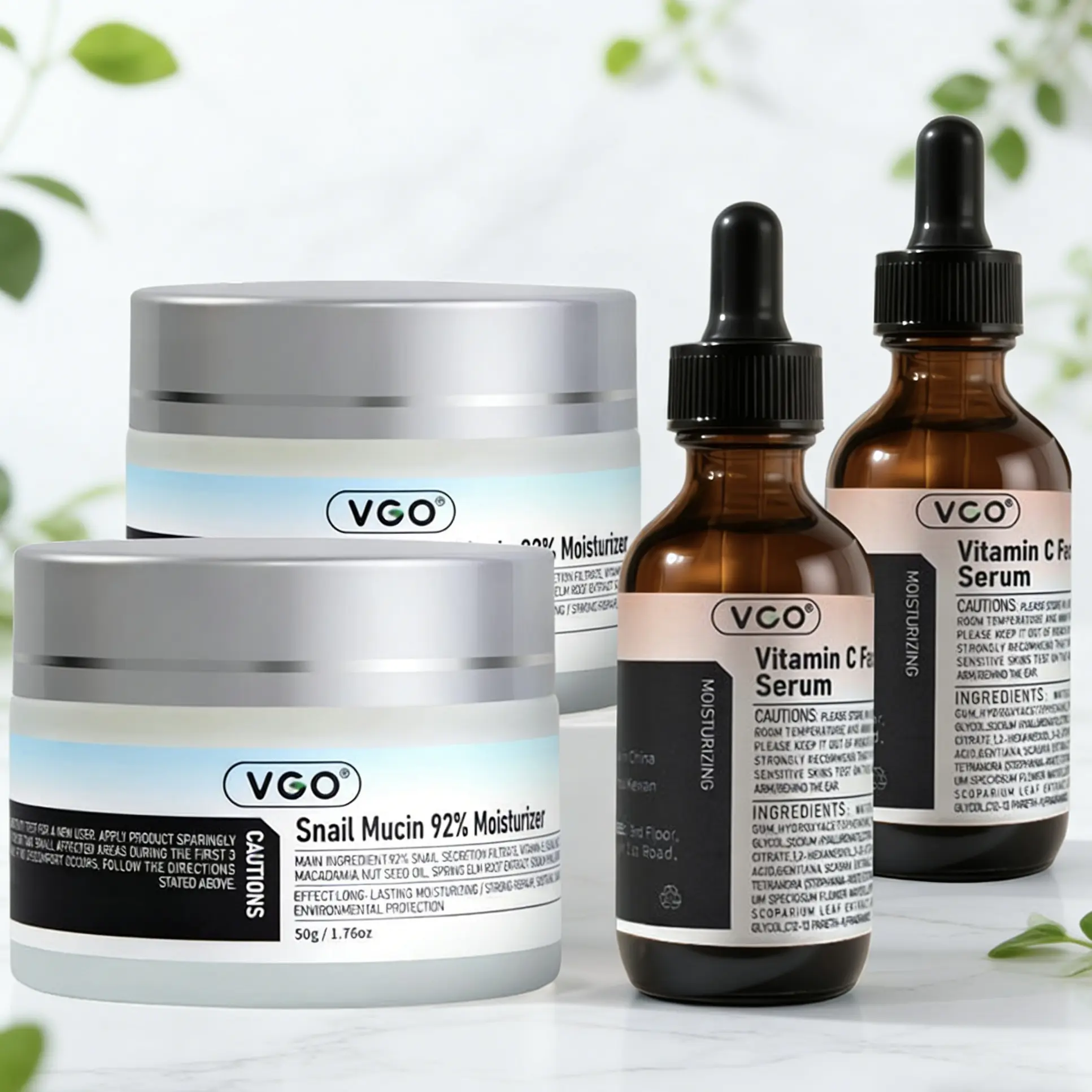 【Buy 30ml VC Serum Get 1 60ml Free】VGO Snail Mucus Cream + Vitamin C Serum Set | Deeply hydrates, reduces wrinkles, intensively repairs skin, gently cares for sensitive skin