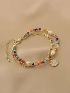 Daisy Beaded Bracelet, Bohemian Colorful Glass Beads Design, Perfect for Beach, Travel, Dates, Parties, Casual Style