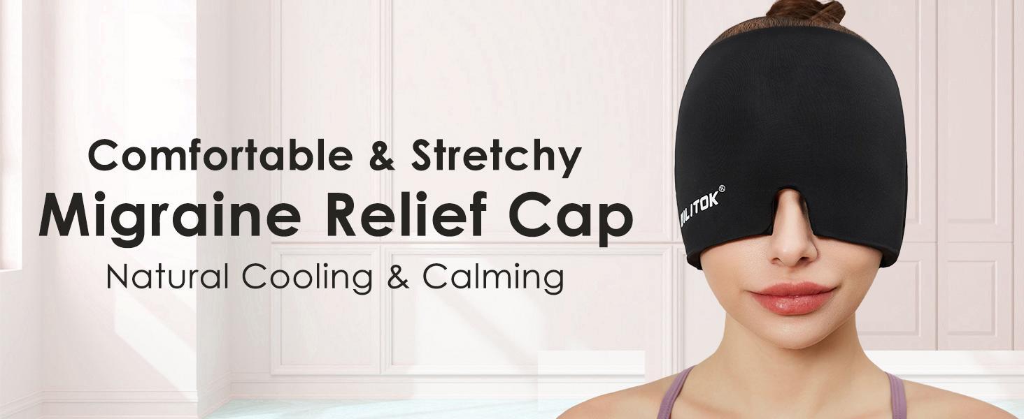 Migraine Headache Relief Cap, Gel Ice Head Wrap, Hot and Cold Therapy, Headache Eyes Mask for Sinus, Puffy Eyes, Tension and Stress Relief (Pink)