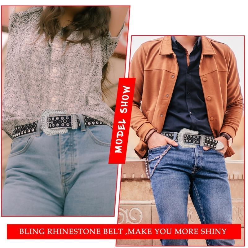 Unisex Sparkle Belt: Handmade, Rhinestone-Studded Hip Hop Accessory for Party, Daily Style