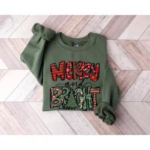 Merry and Bright Sweatshirt, Christmas Sweatshirt, Family Christmas Sweatshirt, Christmas Sweats for Women, Merry Christmas Sweatshirt
