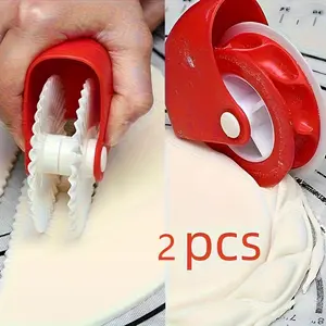 2-Piece Dough Roller and Cutter Set, Durable Abs Material, Ergonomic Handle, Ideal for Pizza and Pie Making, Baking Tools