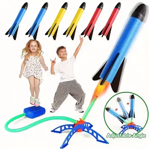 Foot Launch Rocket Toy for Kids, Outdoor Air Rocket Launcher with Colorful Plastic Rockets, Manual Pedal Rocket Set for Backyard Garden, Easter Christmas Halloween Gift for Boys Girls Ages 3+