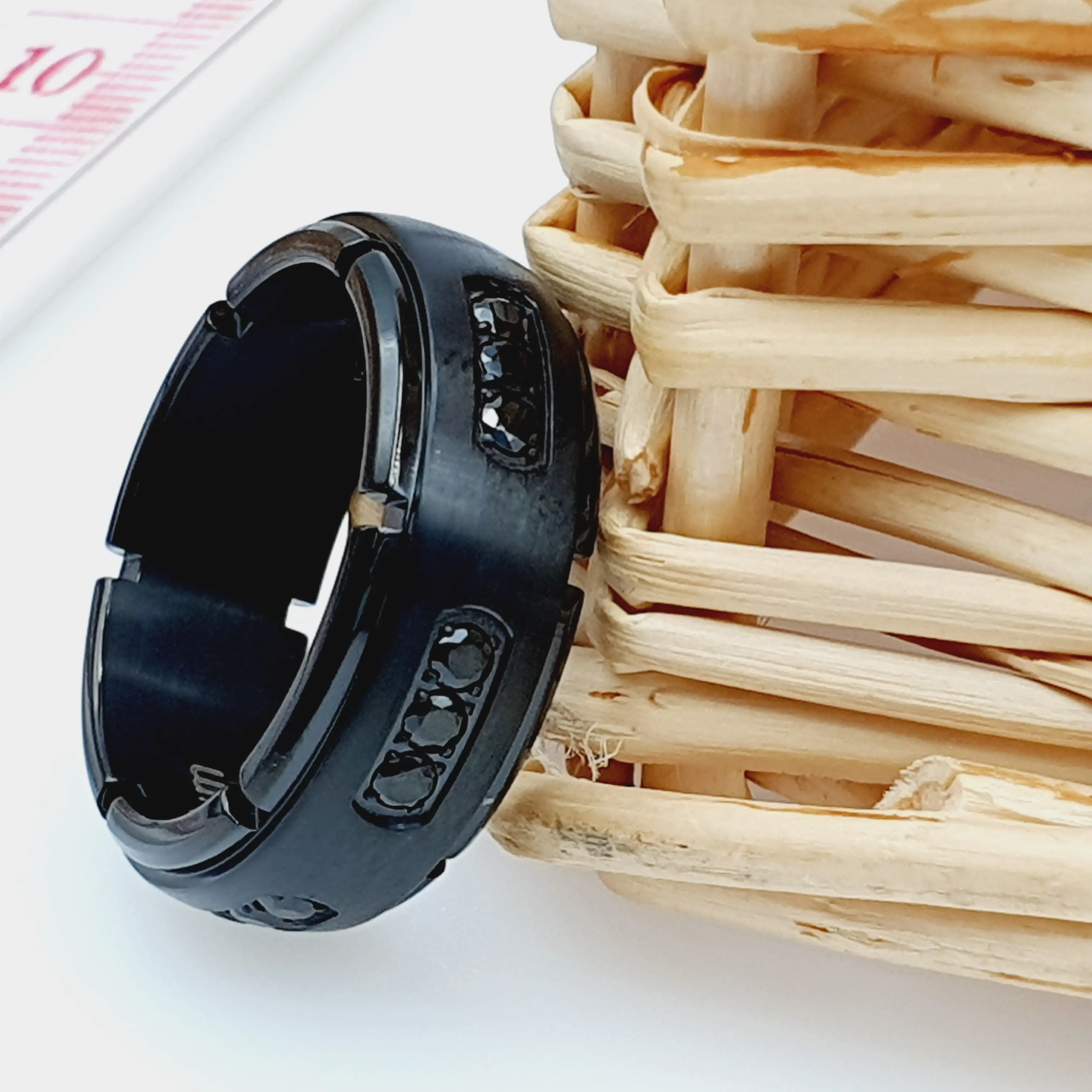 Black Titanium Wedding Ring with Black Diamond for Couples - Unique Engagement and Anniversary Ring