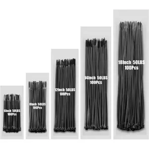 Zip Ties Assorted Size,6+8+12+14+18 Inch,50 LBS 500 count Tensile Strength Heavy Duty  Wire Ties With Self-Locking Adjustable More Durable Nylon Tie Wraps for Indoor Outdoor