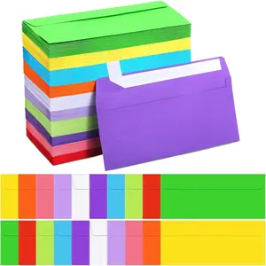 500 Pcs #10 Colored Adhesive Security Letter Size Business Envelopes for Mailing Office Letters Checks Invoices Invitations Announcements, 4-1/8 x 9-1/2'' Bright