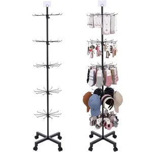 1 Pcs 5-tier Rotating Retail Display Stand Display Rack for Earring Keychains Jewelry Vendor Events and Stores Movable Shop Spinner Black Ornament Holder