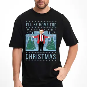 President Donald Trump I'll Be Home for Christmas T-shirt, Sweatshirt, Hoodie, Funny Trump Maga 2024 Snowflake Graphic Tee 000