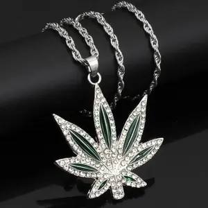 Rheinstone Maple Leaf Panderlace Necklace, Zinc Alloy Chains and Connections, punk hip-hop-style clothing and jewellery, parties and everyday fashion accessories