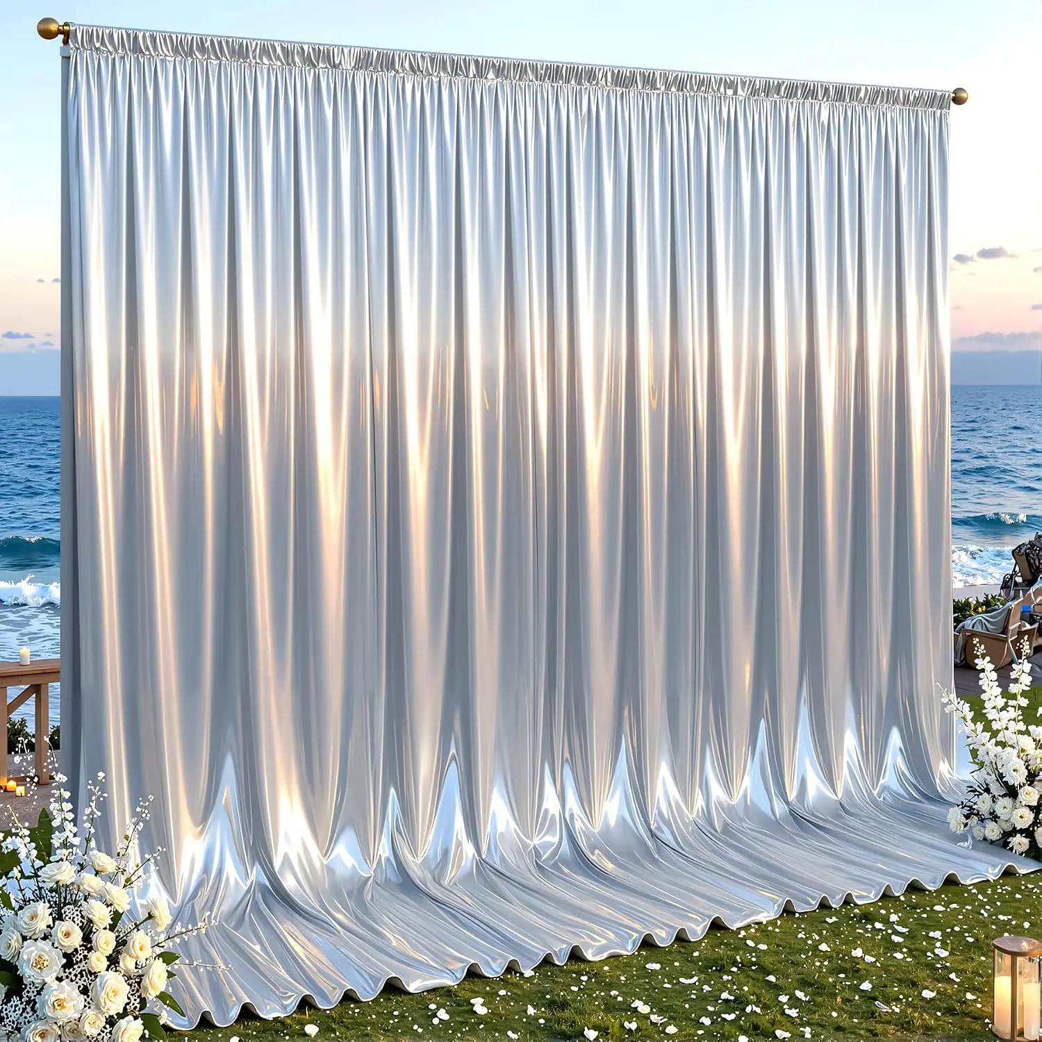 Gold Glitter Satin Backdrop Curtains - 2 Panels, 5x10FT Wrinkle-Free Shimmer Drapes for Photobooth, Wedding, Birthday Party Decorations, Picture Backdrop, Photo Backdrops