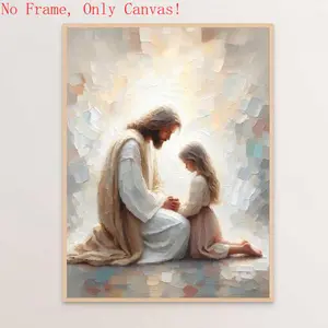 Jesus and Little Girl Praying Unframed Modern Christian Art – Jesus Wall Art & Bible Art |   Jesus with Children Painting |   LDS Religious, Scripture & Catholic Art |   Christian Gift for Home Decor in Living Room, Bedroom & More