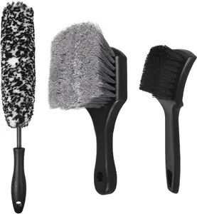 Wheel & Tire Brush Set, Wheel Cleaner Brush, Soft & Stiff Bristle Cleaning Brush, Wheel Brushes for Cleaning Wheels, Rim Brush for   Exterior Surface, Carpet, , SUV, RV,