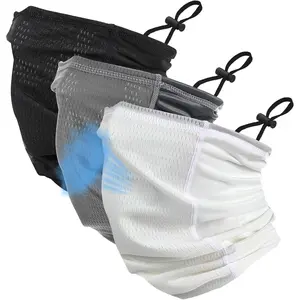 3 Pack Adjustable Cooling Neck Gaiter Breathable Balaclava Face Mask with Mesh Holes and Strap UV Protection Neck Cover for Men Outdoor Sports