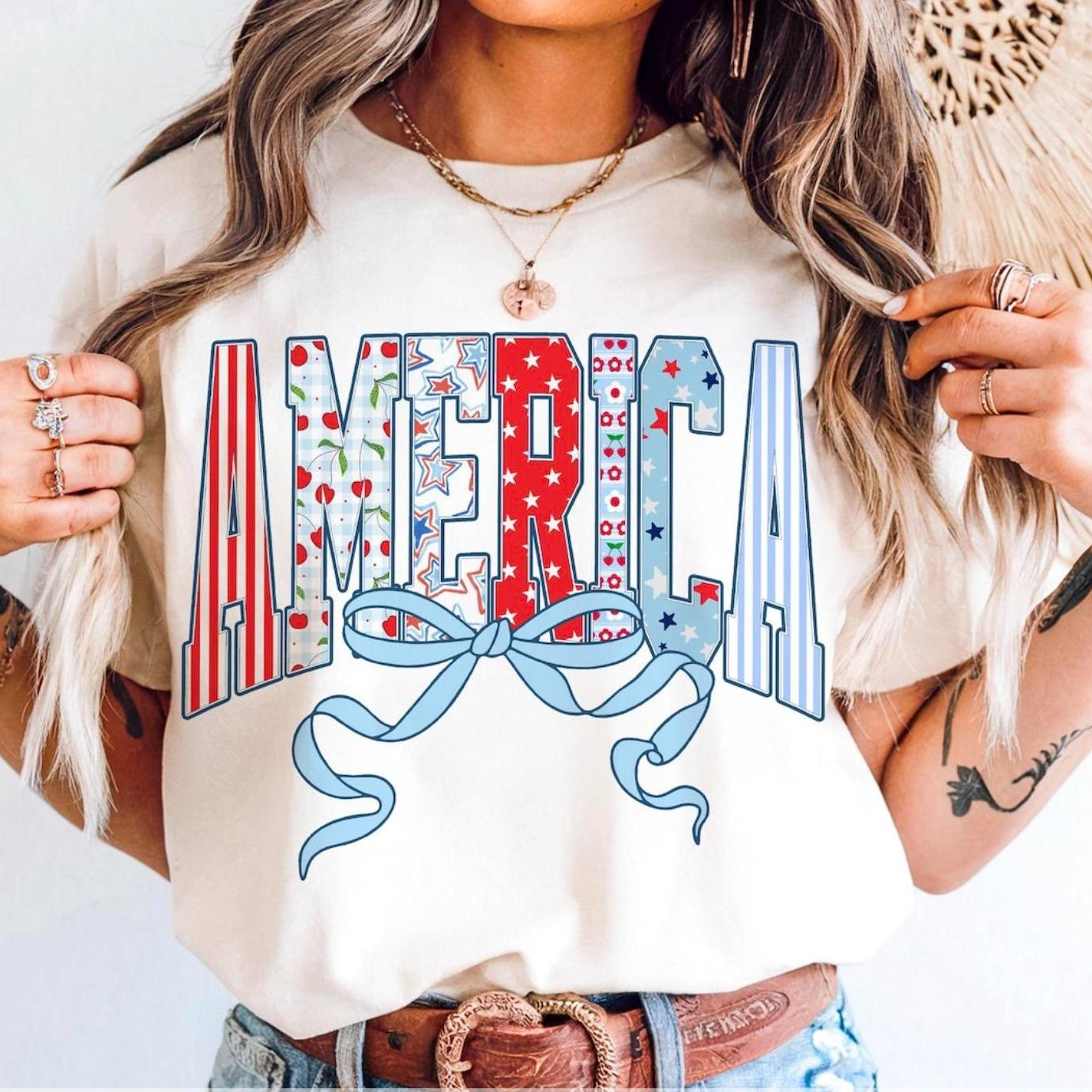 Red White & Blue 250 Anniversary T-Shirt, Independence Day Gift, USA Shirt, America Flag Tee, America 1776-2026 Freedom Tee, Patriotic Coquette Hoodie