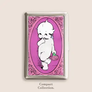 Cute Kewpie Art Cigarette Case Three Little Kittens Cigarrette Case Zigarettenetui Wallet Vintage Metal 100s Blunt Holder