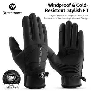 WEST BIKING Autumn Winter Self-locking Gloves. Anti Slip Windproof Flip Top Touch Screen Ski Gloves,Cycling Gloves, Riding Gloves, Outdoor Sports Gloves, Non Slip Gloves