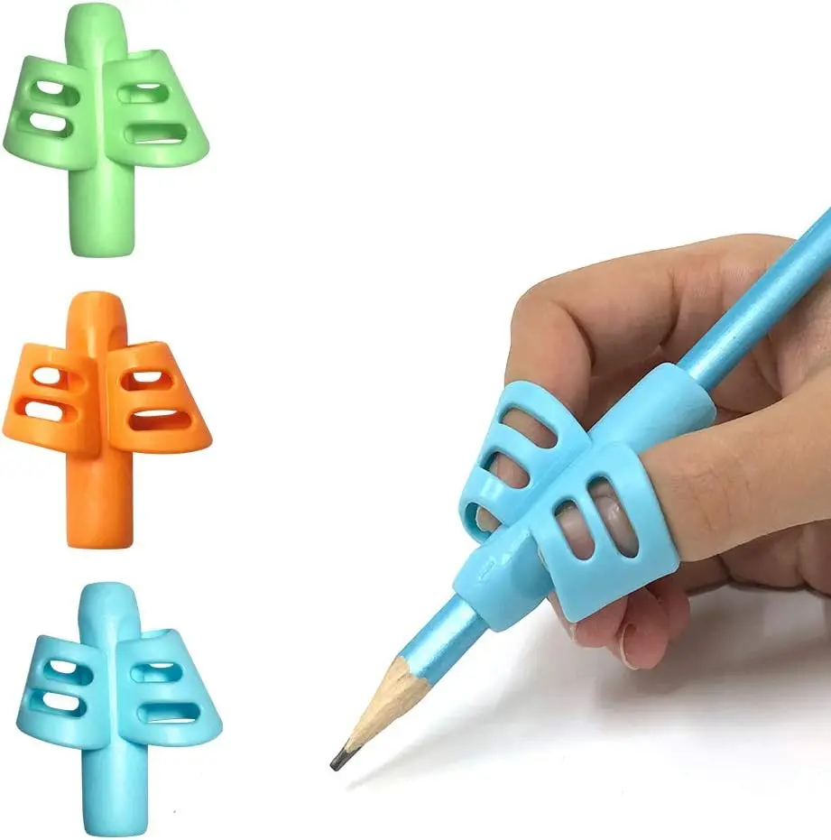 3-Pack Kids Pencil Grippers, Grooved Writing & Handwriting Learning Aid Tools for 2-4 Years Preschoolers, Grip Pencils Posture Correction Holder for Beginner Toddlers' Pen Holding Training, Grooved Writing Pencils