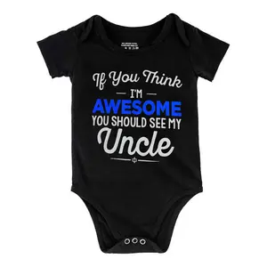 If You Think I'M Awesome, You Should See My Uncle Baby Short Sleeve Onesies Cotton Bodysuits Romper for Infant & Newborn Boys Girls Soft Casual Outfit with Snap Closures for Easy Diaper Change  (0-24 Months)