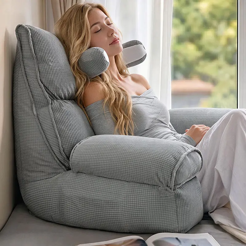 Large Size Ergonomic Reading Backrest Pillow for Bed Sofa Use - Adjustable Neck Pillow, Lumbar Support Cushion with Arm Rests, Detachable Washable Soft Cover, Ideal for Gaming Rest, Detachable Cover