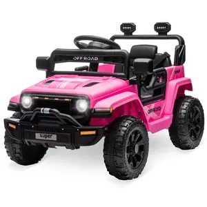 GARVEE 12V Electric Ride-On Truck for Ages 3-5 (Pink) - Parent Remote Control, Steering Wheel Music, 4-Wheel Spring Suspension, LED Lights, 2 Speeds