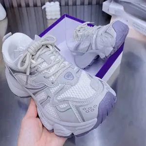 2026 Spring/Summer New Women's Fashionable Versatile Mesh Breathable Thick-Soled Height-Increasing Purple Casual Sneakers