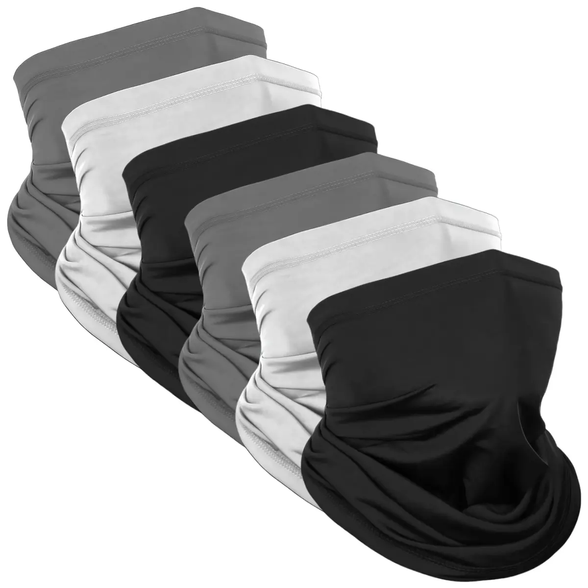 Unisex 6-Piece Nylon Outdoor Summer Face Mask - Cooling, Breathable, UV-Protective 25x42 cm Multi-Functional Tube Headwear (14 Uses: Neck Gaiter, Scarf, Bandana, Balaclava, Headband, Headwrap) for Male Beach, Yoga, Biking Activities, 14 Ways Of Use