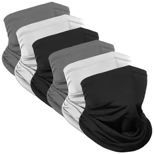 6 Pieces Unisex Outdoor Summer Face Mask , Cooling Travel Sports Neck Gaiter Face Clothing Neck Gaiter Mask Scarf Sunscreen Breathable Bandana UV Protection, 14 Ways of Use-Multi functional, Tube Cover Headwear Balaclava Headband Headwrap