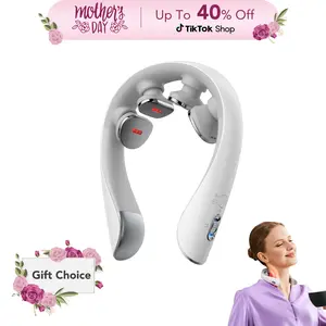 Mother's Day Gift – SKG K5-3 PRO Heated Neck Massager, Pulse EMS + Red Light + Vibration Traction, Portable 4D Neck Relaxer for Muscle Relaxation