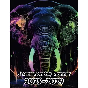 Abstract Elephant 5 Year Monthly Planner 2024-2028: Large 60 Month Calendar | Gift For People Who Love Safari Animals, Wildlife Animal Lovers | For ... Office, Work | 8.5 x 11 Inches | 121 Pages Paperback – July 27, 2023