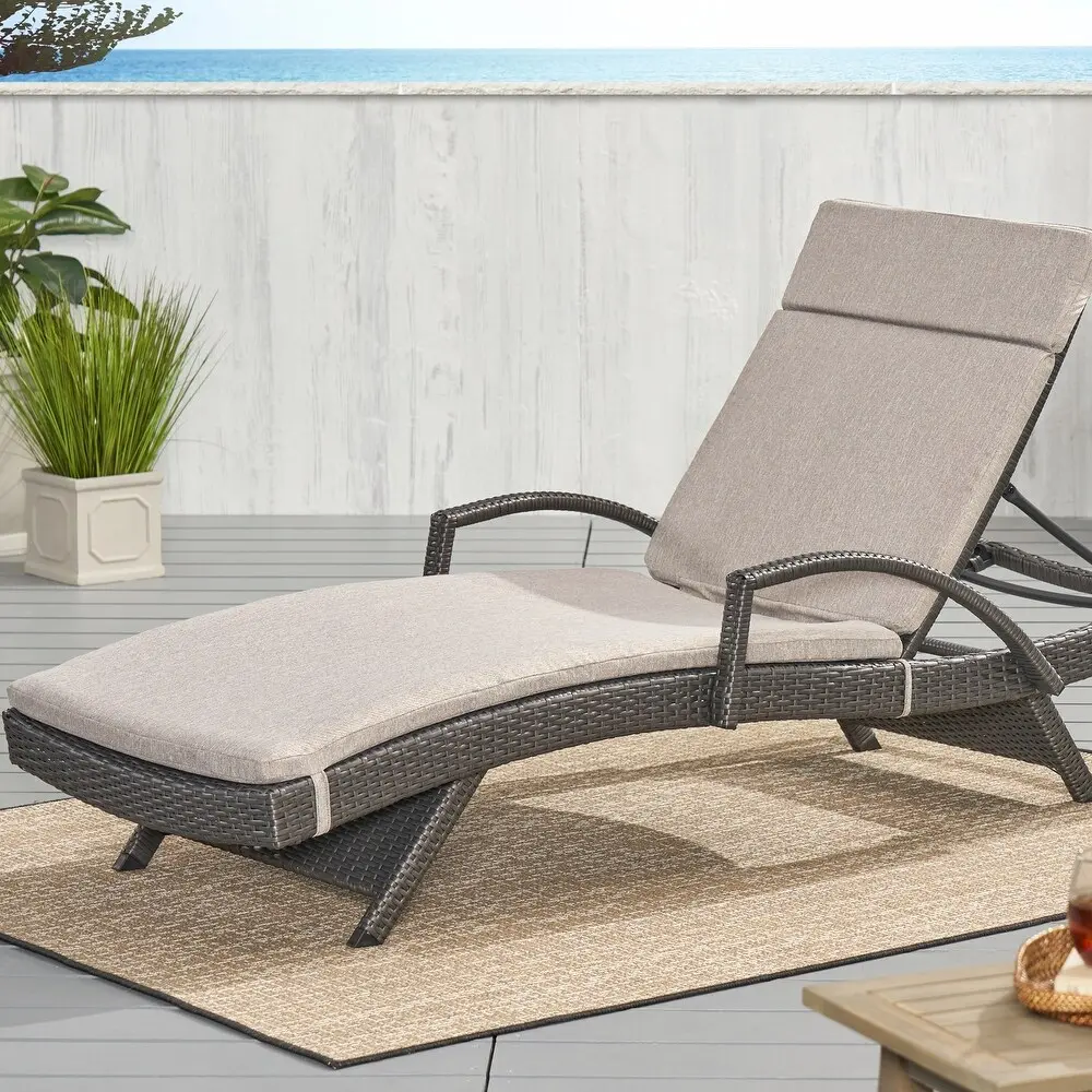 Outdoor Chaise Lounge Cushions 2-Pack, 79.25" x 27.5" x 1.5" Water-Resistant Polyester Fabric with Foam Fill and Ties, Multiple Color Options for Patio, Deck, Garden, Poolside Lounger Replacement Cushions
