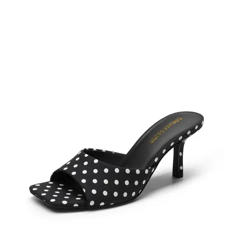 DREAM PAIRS Women’s Comfort Square Toe Kitten Mule Heels Slip On Open Toe Low Heel Slide Heels, Dressy Casual Summer Heeled Mules for Daily Outfits, Date Night and Special Occasions