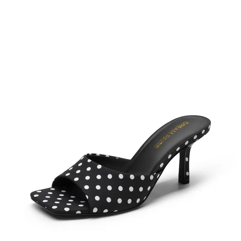 DREAM PAIRS Women’s Comfort Square Toe Kitten Mule Heels Slip On Open Toe Low Heel Slide Heels, Dressy Casual Summer Heeled Mules for Daily Outfits, Date Night and Special Occasions