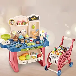 Kids Kitchen Playset Mini Supermarket Cash Register Ice Cream Candy Snow Cone Stand, No Batteries Included, Requires 3 Aa Batteries
