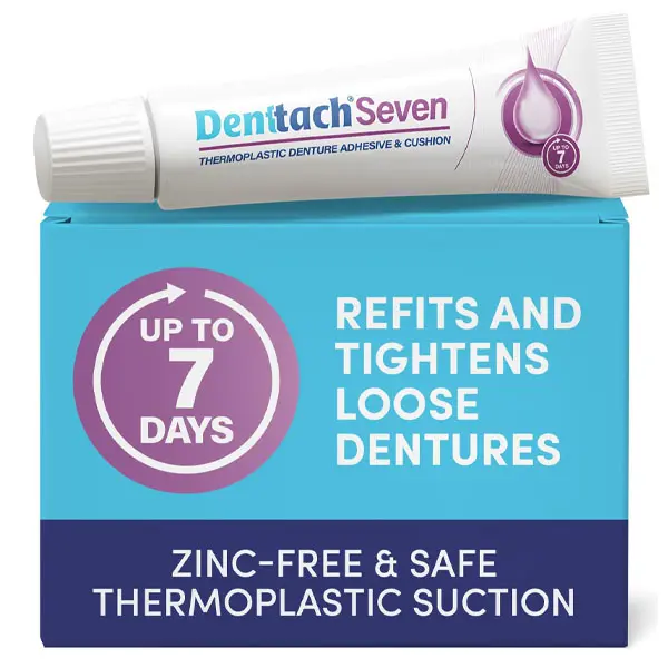 NEW!!! Denttach Seven Denture Adhesive, Thermoplastic Denture Cushion and Reliner, Upper and Lower Denture Comfort for Up to 7 Days, Zero Glue, Zinc Free
