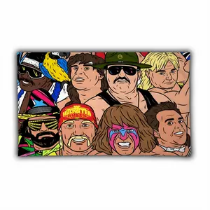 Retro Wrestling Legends Flag Tapestry, 80s 90s Nostalgia Fan Gift For Fans Sport, 3x5 Feet Indoor Wall Decor, Room Decor | 020426.R0736.ID01