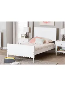Baxton Studio Roni Minimalist Modern White Wood Low-Profile Twin Bed Frame - Curved Top Indoor Bed with Scalloped Edges (Model 193271451708), Curved Top Beds