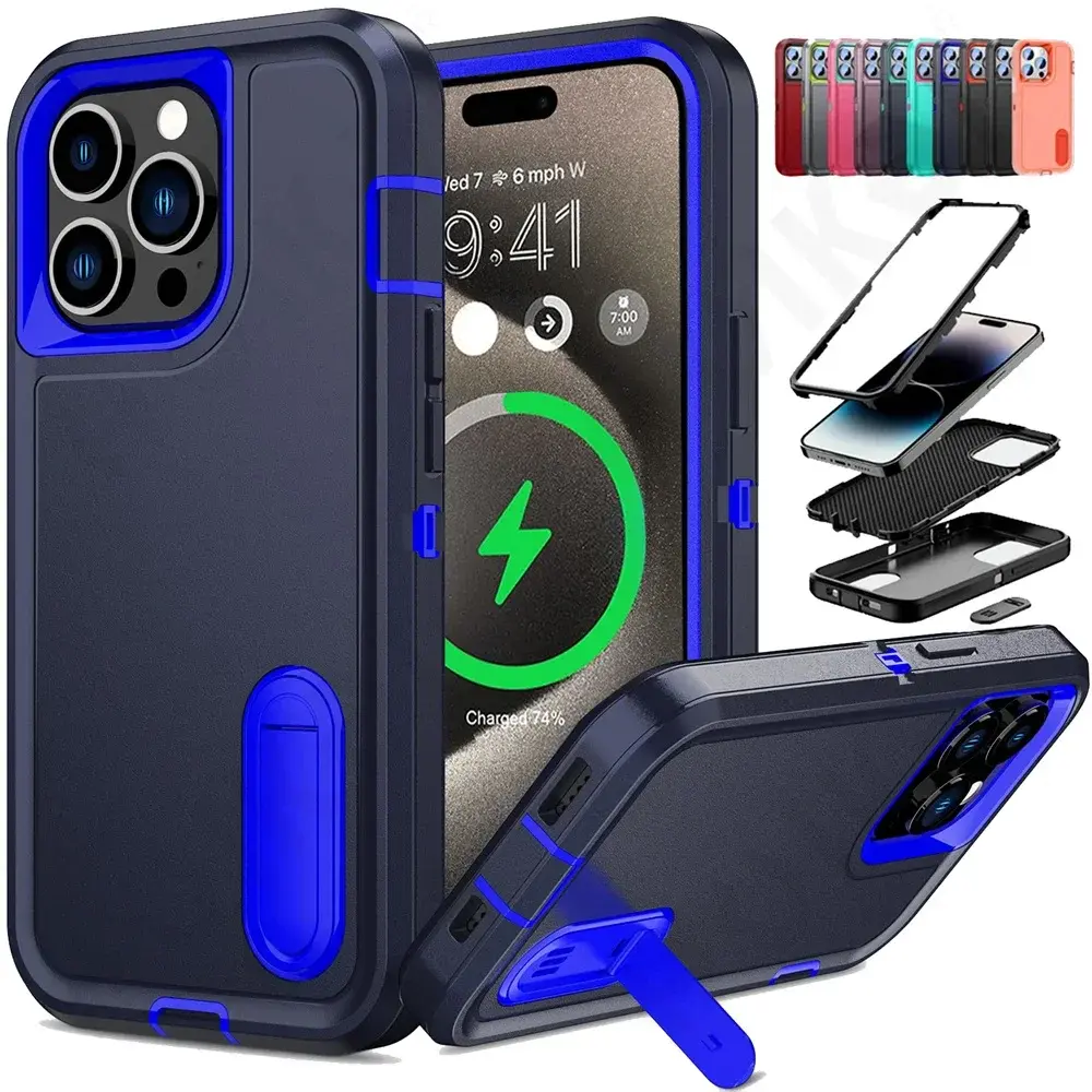 Rugged Durable Smartphone Case with Kickstand - Shockproof, Scratch-Resistant Rugged Shell for iPhone 18,17,16,15,14,13,12,11 Pro Max,XS,XR,8 Plus Mobile Phone Accessories