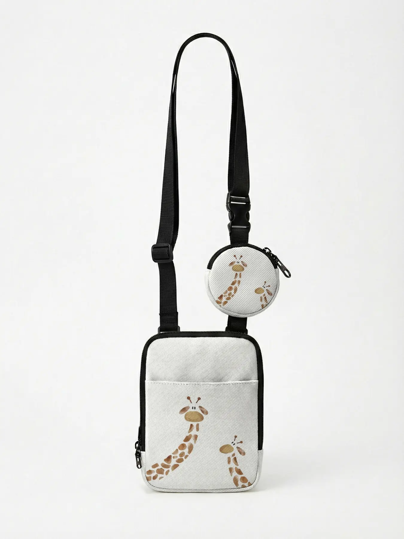 2D printed crossbody shoulder bag with giraffe pattern, lightweight portable tote-bag designed for women, Crossbody Bags, perfect for students and short trips