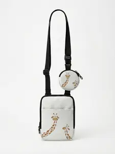 1 piece of 2D printed crossbody shoulder bag with giraffe pattern, lightweight portable tote-bag set designed for women, perfect for students, fashion lovers and short trips with both stylish look and practicality