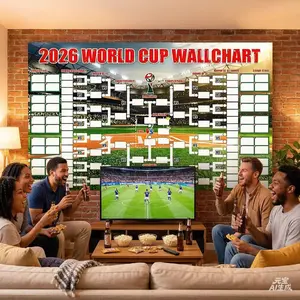 2026 Us Mexico Canada World Cup Schedule Poster, Matrix Chart, Group Stage Tracker, Complete Event Info, Polyester Fabric, Bar Party School Dorm Decor