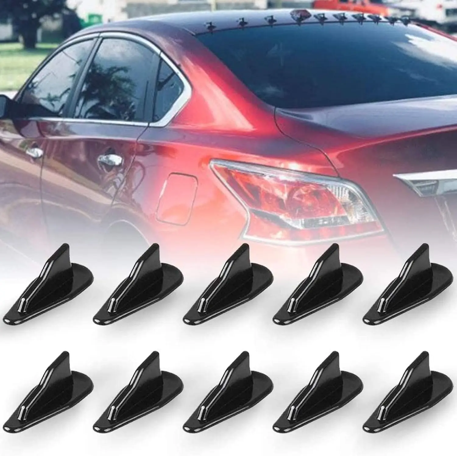 pcs/Set Diffuser Shark Fin Kit Compatible with Spoiler Roof Wing Air Vortex Generator Black